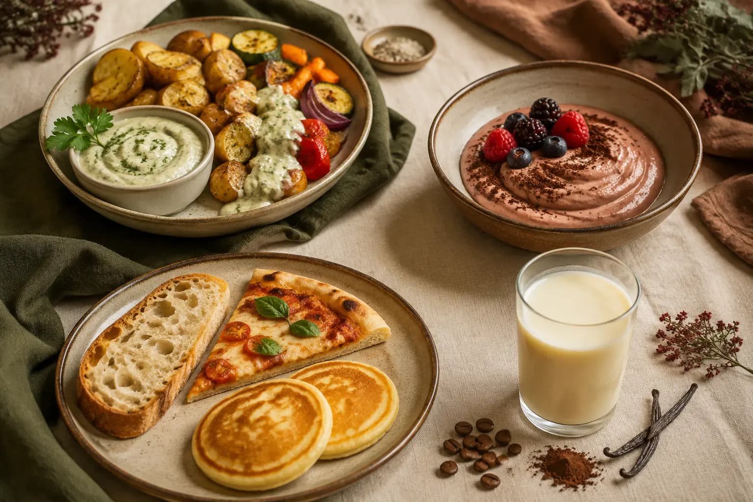 Eden als Sauce, Dessert, in Brot Pizza und Pancakes sowie als Getränk